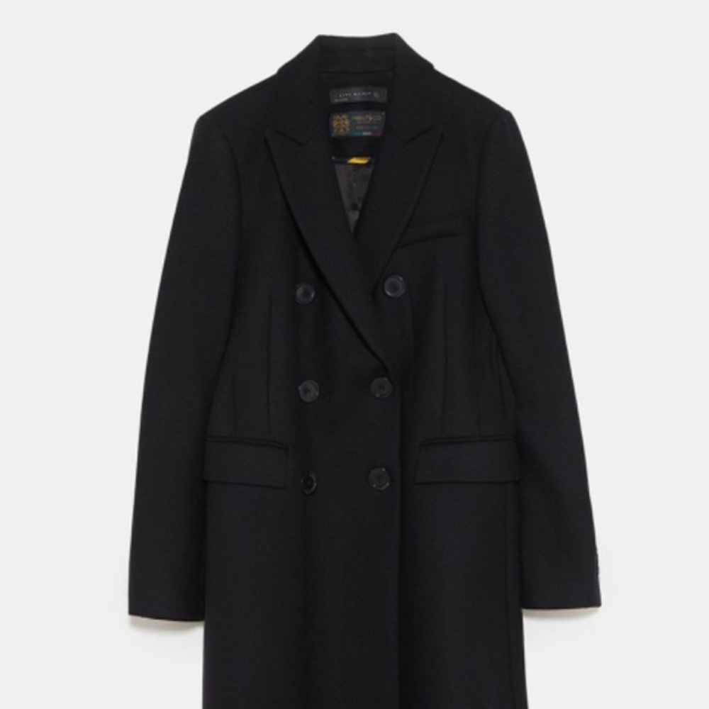 Zara double breasted manteco wool coat